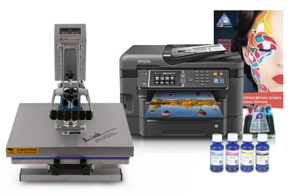 Планшетный термопресс INKSYSTEM (38x38cм) и МФУ Epson WF-3640DTWF с набором для сублимационной печати - изображение 1