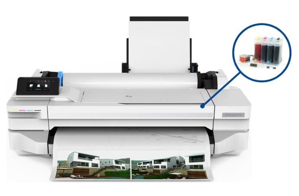 Плоттер HP Designjet T130 с СНПЧ и чернилами - изображение 1