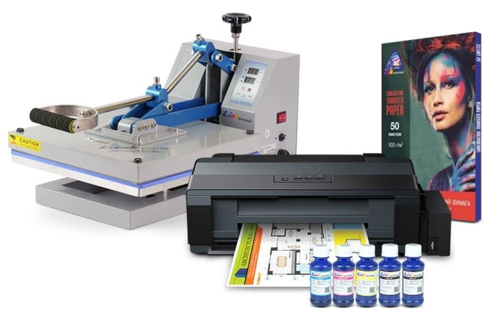 Планшетный термопресс INKSYSTEM P-3838 38*38 см и принтер Epson L1300 с набором для сублимационной печати - изображение 1