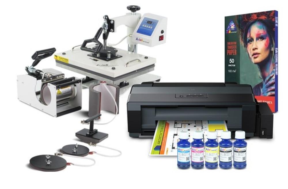 Многофункциональный термопресс INKSYSTEM C-06-2938 6 в 1 и принтер Epson L1300 с набором для сублимационной печати - изображение 1