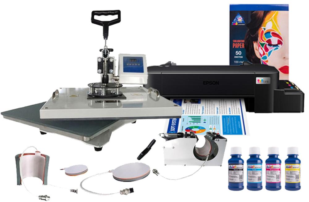 Многофункциональный термопресс INKSYSTEM C-04-2938 4 в 1 и принтер Epson L121 с набором для сублимационной печати - изображение 1