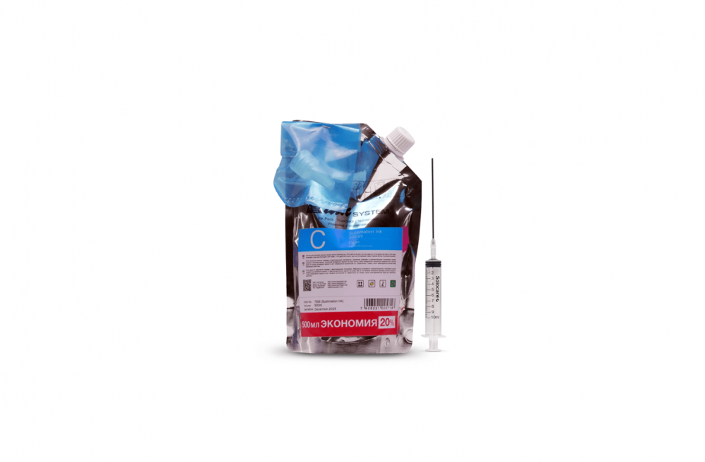 Сублимационные чернила INKSYSTEM для Epson EcoTank Cyan 500 мл.