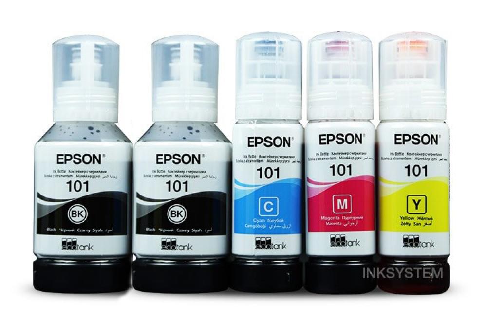 Оригинальные чернила для Epson L6276 (3 цветных по 70мл 2 черных пигмент 127 мл)