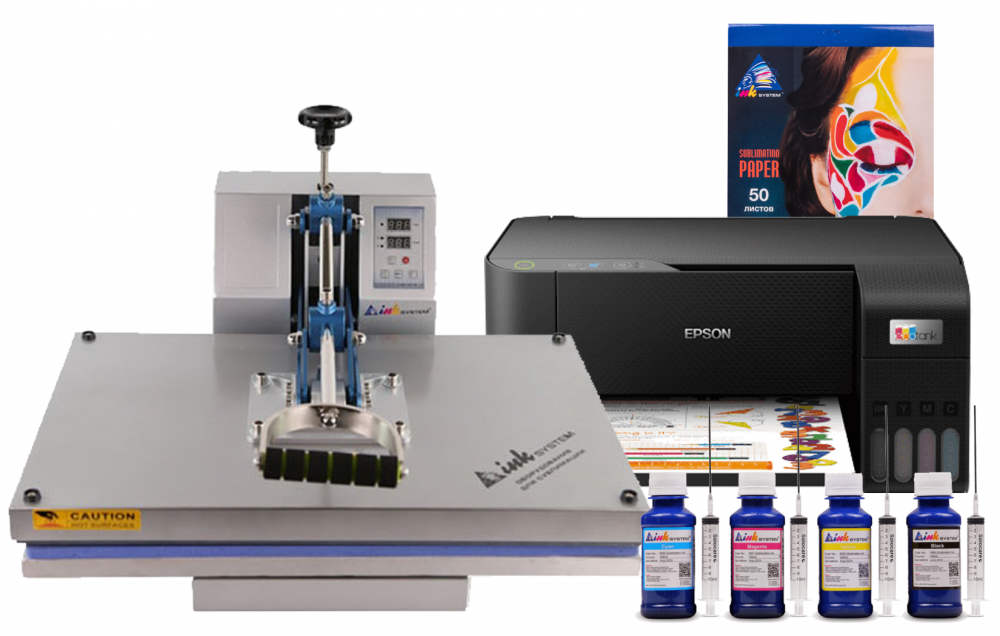изображение Планшетный термопресс INKSYSTEM P-4060 40*60 см и МФУ Epson L3210 с набором для сублимационной печати - изображение 1