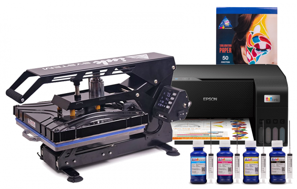 изображение Планшетный термопресс INKSYSTEM SP AO3838 38*38 см и МФУ Epson L3210 с набором для сублимационной печати - изображение 1
