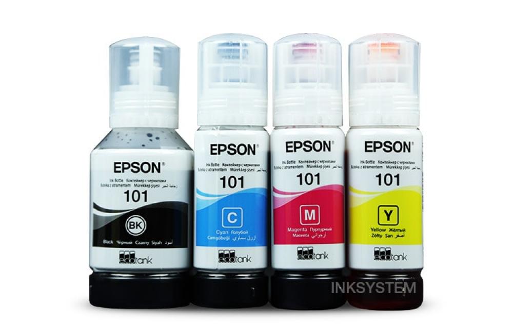 изображение Оригинальные чернила для Epson L4360 (3 цветных по 70мл + 1 черный пигмент 127 мл)