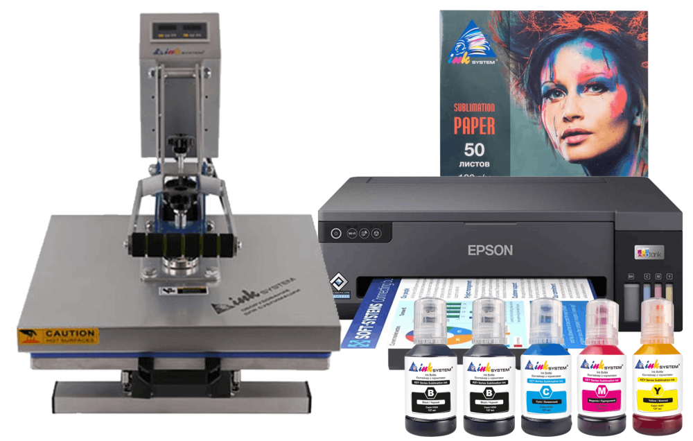 изображение Планшетный термопресс INKSYSTEM P-3838+ 38*38 см и принтер Epson L11050 с набором для сублимационной печати - изображение 1